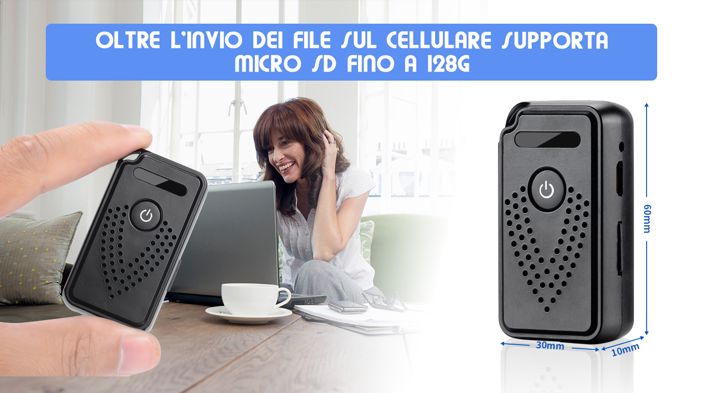 Professional Digital Voice Recorder with Wi-Fi Remote Control and Remote File Transfer to Smartphone (King Spy Guard F1)