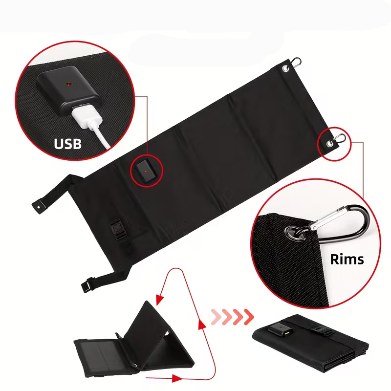 Solar Panel Backpack 20W USB 5V Trekking Backpack 40L Waterproof for Hiking, Cycling, Motorcycle, Travel Unisex Adult (Black)