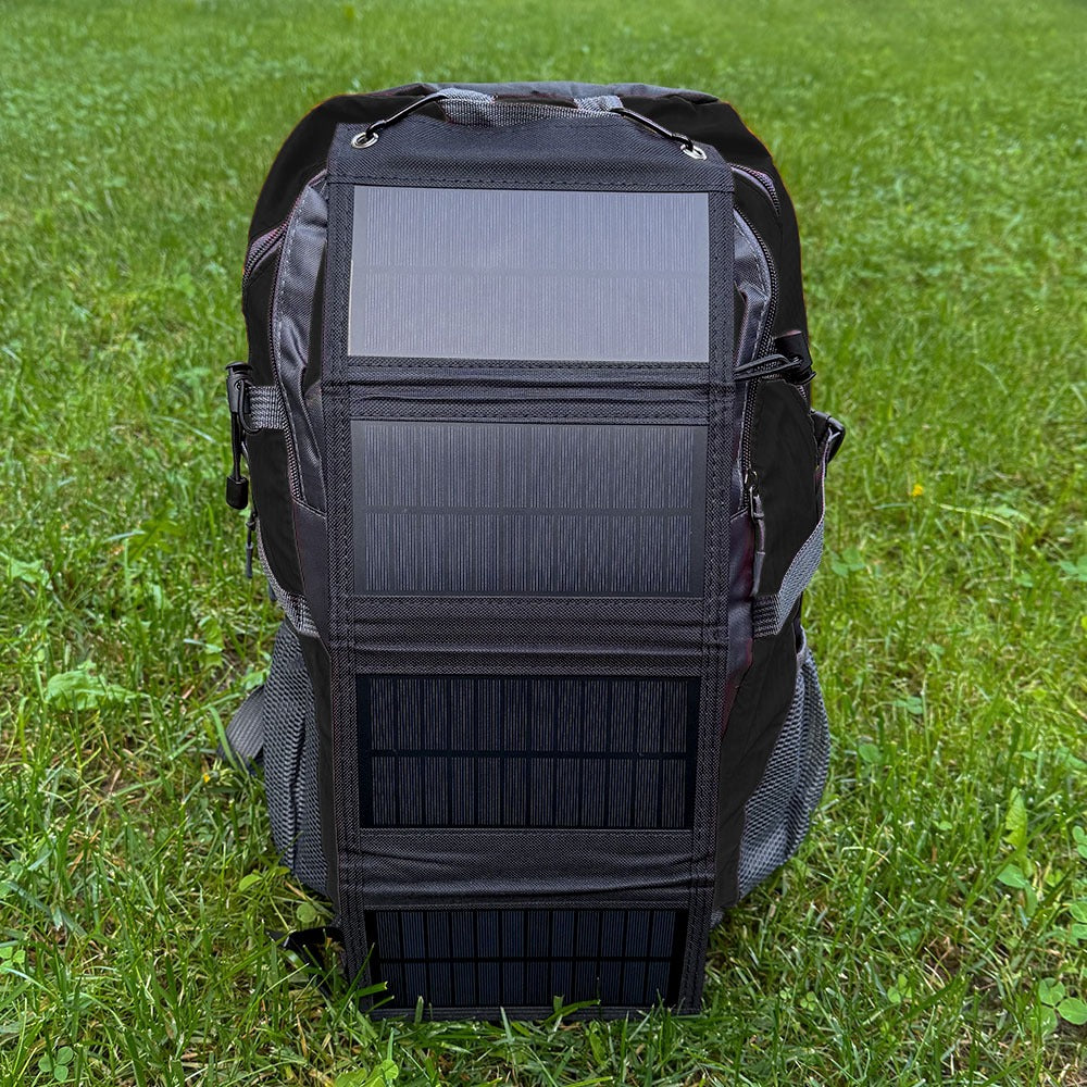 Solar Panel Backpack 20W USB 5V Trekking Backpack 40L Waterproof for Hiking, Cycling, Motorcycle, Travel Unisex Adult (Black)