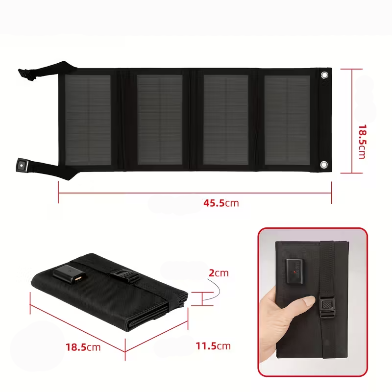 Solar Panel Backpack 20W USB 5V Trekking Backpack 40L Waterproof for Hiking, Cycling, Motorcycle, Travel Unisex Adult (Black)