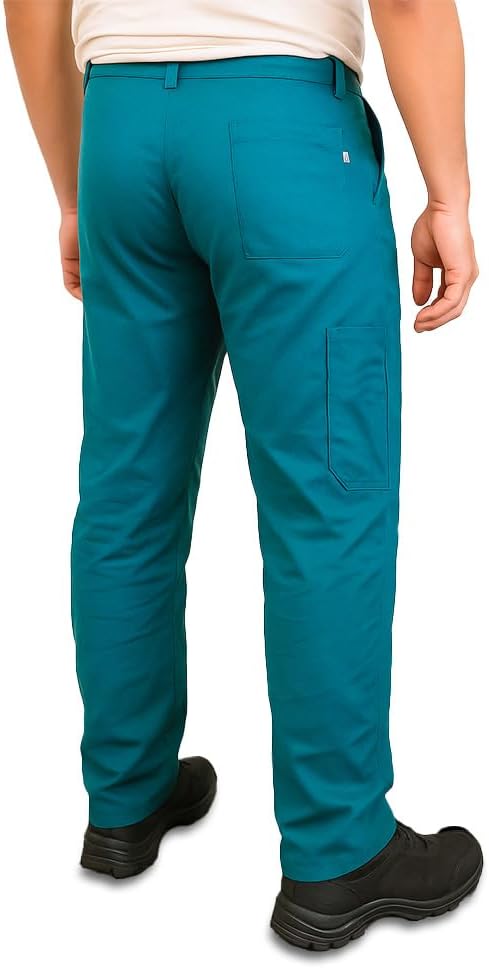 Pantaloni Cargo da Lavoro Uomo 100% Cotone, Made in Italy - Modello Classico a 3+1 Tasche, Verde - Comfort e libertà di Movimento Resistente e Comodo per Edilizia, Meccanico, Idraulico