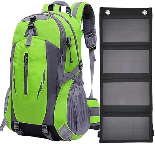 Solar Panel Backpack 20W USB 5V Trekking Backpack 40L Waterproof for Hiking, Cycling, Motorcycle, Travel Unisex Adult (Black)