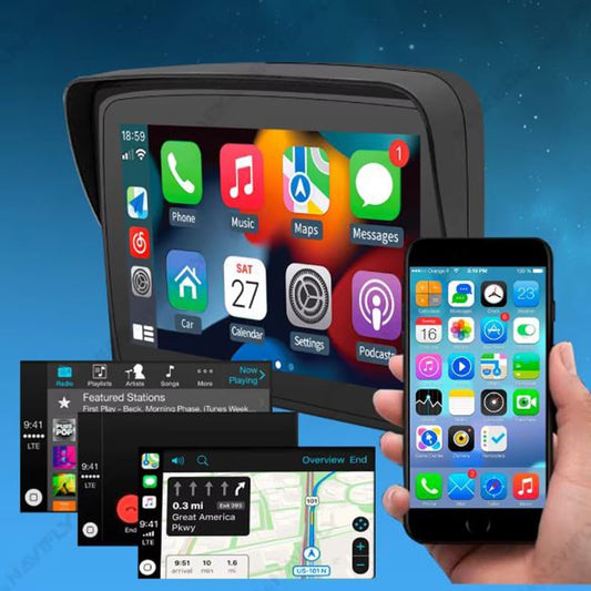 K600 Navigatore GPS per moto con doppio bluetooth telefonate mappe sistema Carplay e Android auto TF card per musica e film staffa rinforzata manubrio