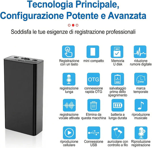 King Spy Voice F65VA – Registratore Vocale Spy 37 Giorni di Batteria Digitale Professionale con Attivazione Vocale VOX e cancellazione del Rumore piccolo dotato di microfono molto sensibile