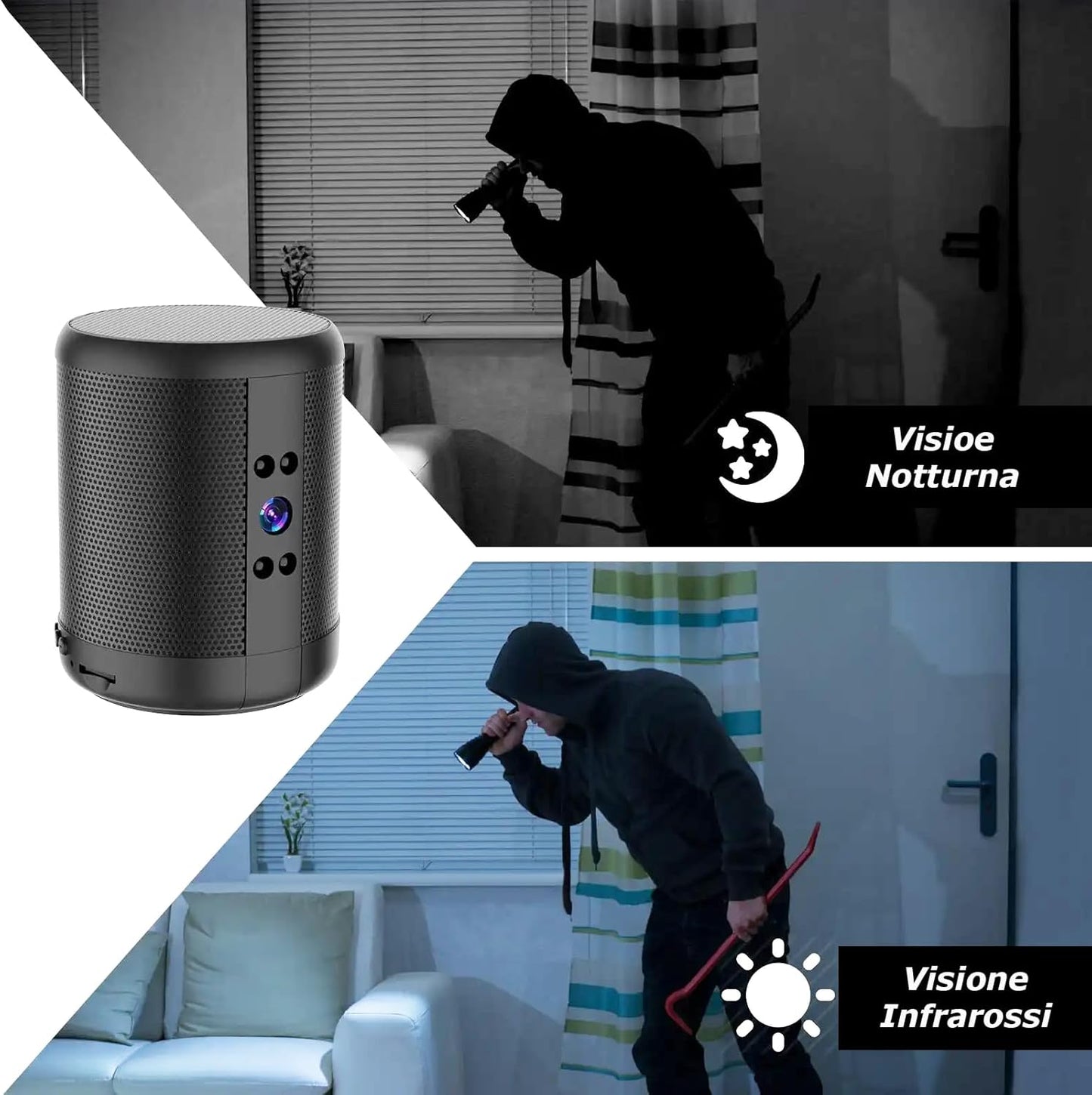 4K HD Spy Burglar Alarm Camera - Bluetooth WiFi Speaker with Motion Detection, Night Vision, Microphone, View from IOS/Android Mobile Phone APP IWFCam Home and Office Monitoring (Z25)