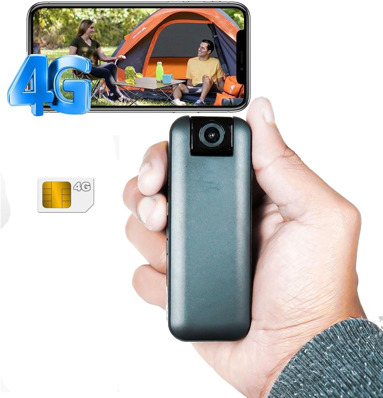 Mini Spy Camera with 4G SIM Indoor Wireless 1080P FHD spy camera, including already active SIM, 160° View, Night Vision, Motion Alarm, APP Viewing, Italian Manual (CB77-C)