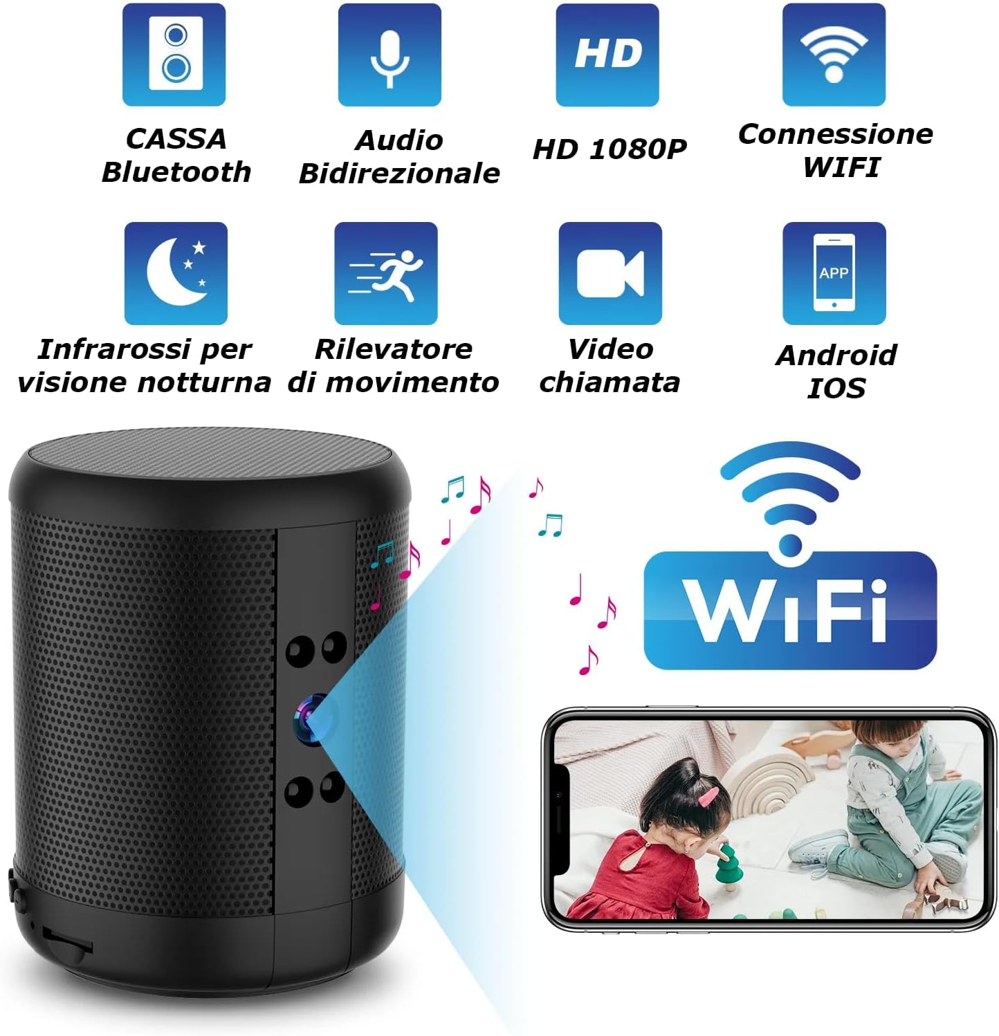 4K HD Spy Burglar Alarm Camera - Bluetooth WiFi Speaker with Motion Detection, Night Vision, Microphone, View from IOS/Android Mobile Phone APP IWFCam Home and Office Monitoring (Z25)