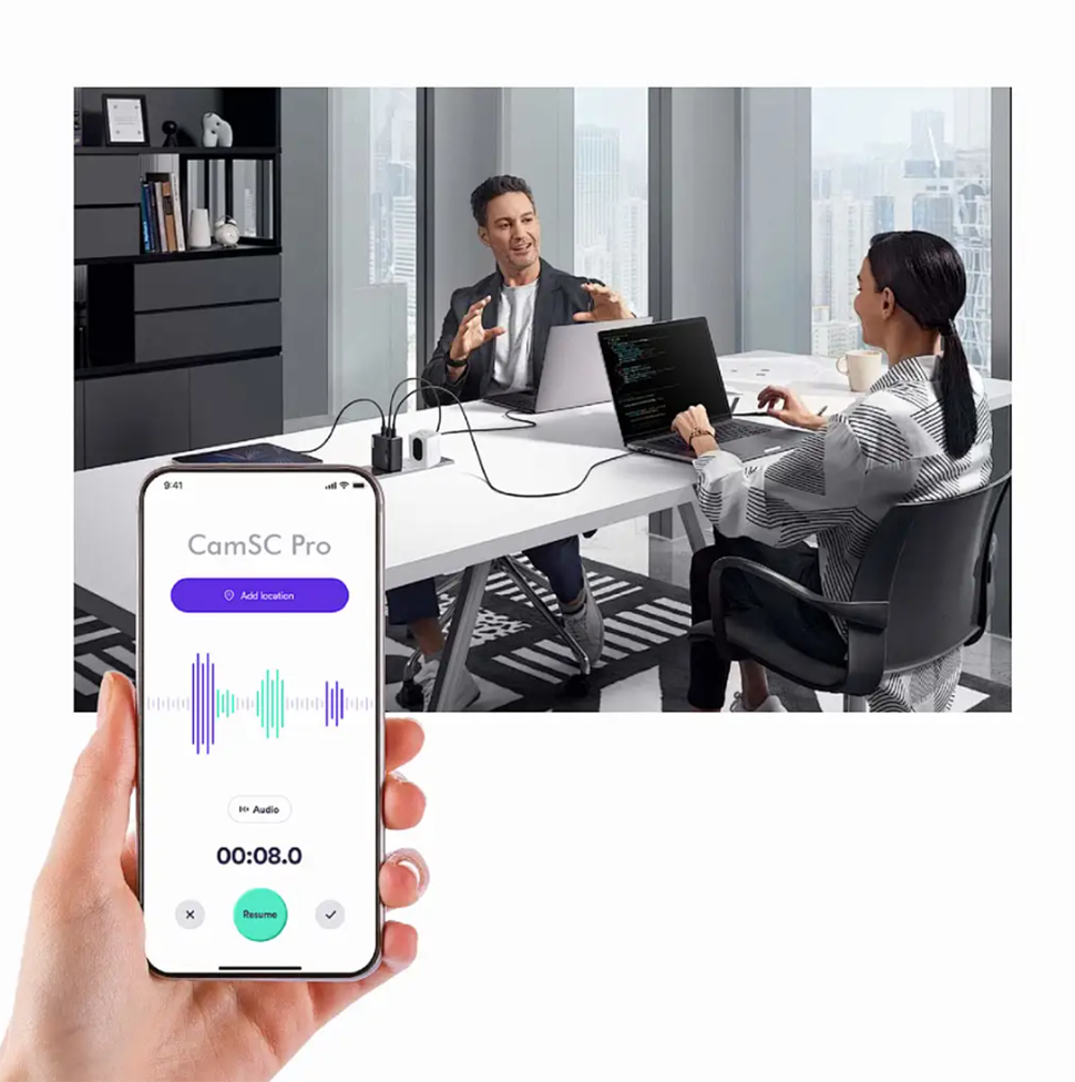Long-Lasting WiFi Spy Audio Recorder, White Color, Compact and Portable, Modern Design, Home Office Burglar Alarm (Wifi F07)