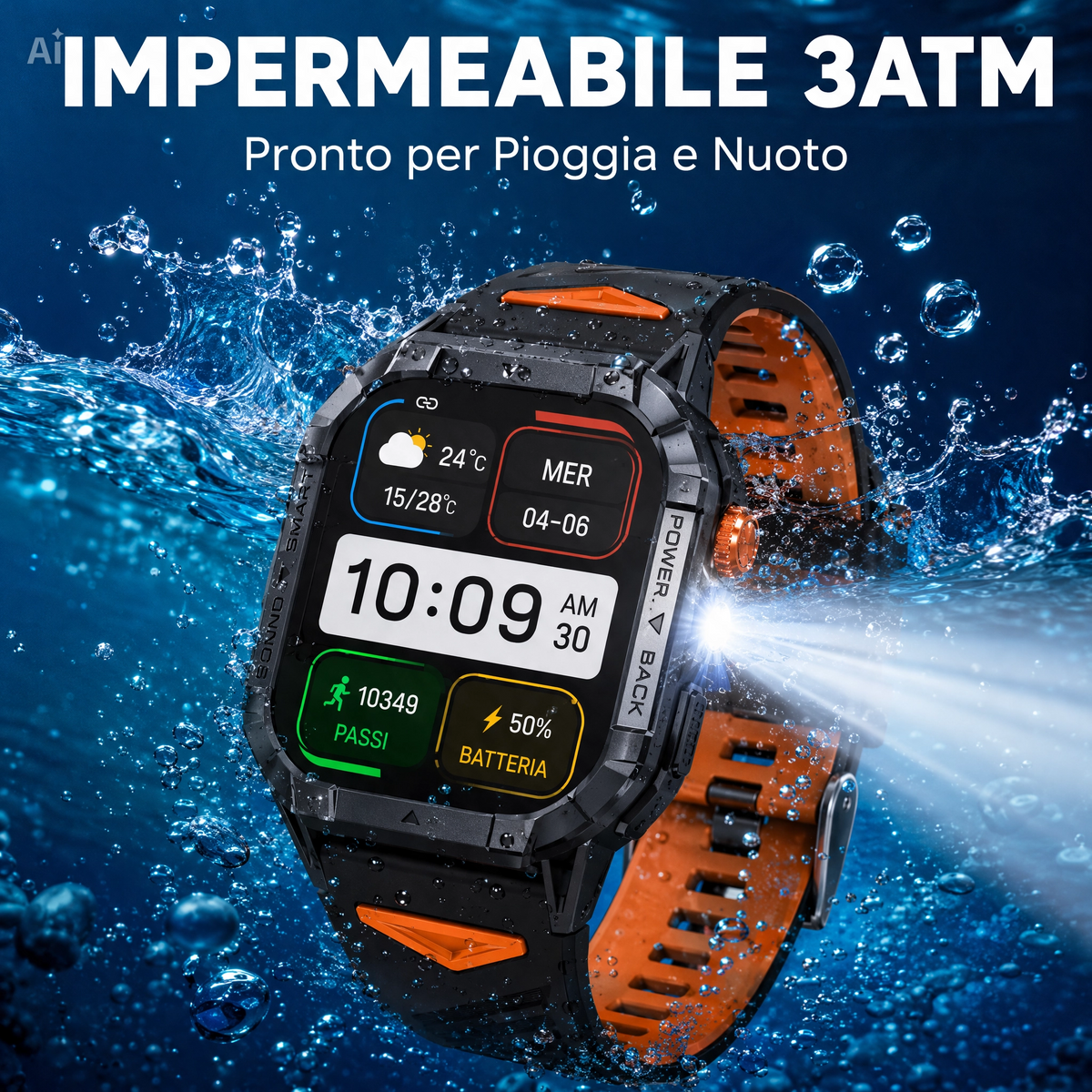 Smartwatch con Display AMOLED 2,13" APP FitCloudPRO – Cassa in Lega di Zinco, Impermeabile 3 ATM, Chiamate Bluetooth, Frequenza Cardiaca, Contapassi, Android e iOS (Nero)