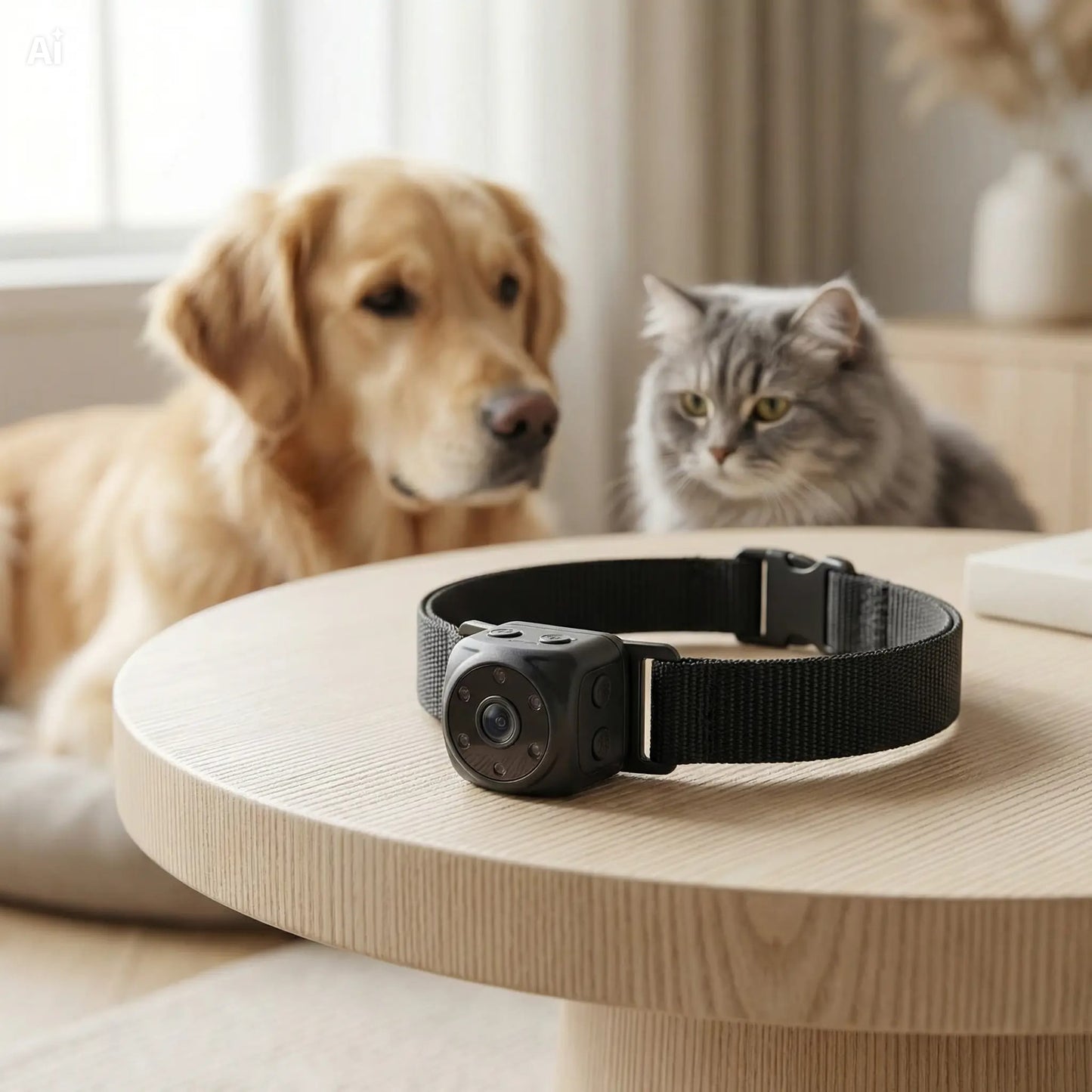 Mini Portable Camera Full HD 1080p, Dogs and Cats Infrared Night Vision, SD Recording, Adjustable Hook and Loop Collar (CAMPET1)