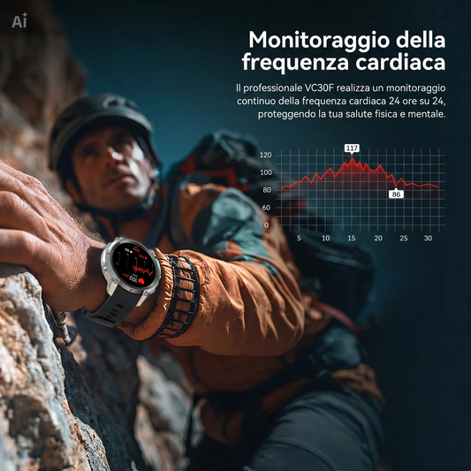(MD51) Smartwatch GPS con Mappe Offline, Bussola, Altimetro, Meteo – Orologio con Display AMOLED 1.43", Impermeabile 50M, Monitoraggio Cuore/Ossigeno/Pressione, Cinturino in Gel di Silice