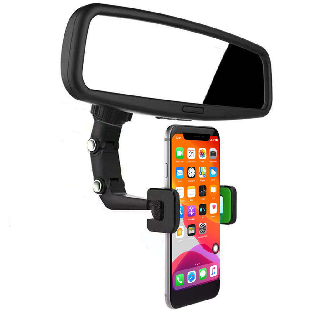 Supporto Universale per Telefono da Auto con Fissaggio a Specchietto Retrovisore Rotazione 360Β° in Acciaio, per Vlog di Viaggio β Usabile anche su Scrivania (Verde)