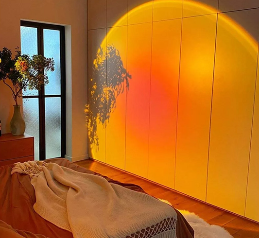 GiDaCom lampada a LED proiezione alba e tramonto, con interfaccia wifi, gestione tramite alexa google, proiettore per camera da letto, soggiorno, studio, relax