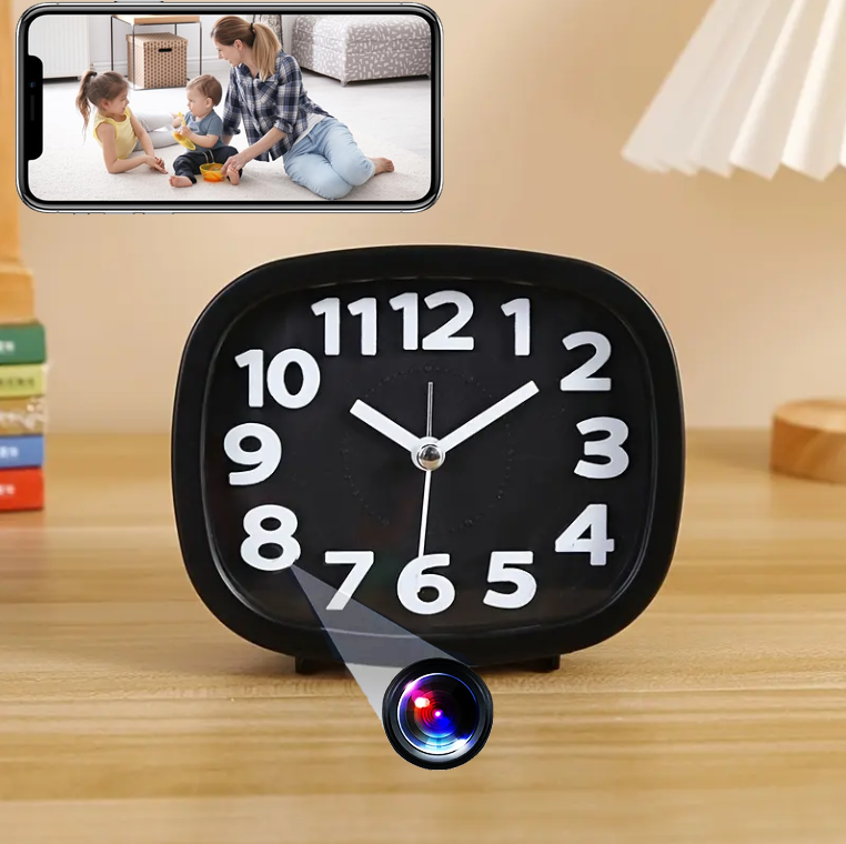 1080P WiFi Spy Camera Alarm Clock, Motion Detection, Night Vision, Microphone, View from iOS/Android Phone TUYA APP Home/Office Monitoring (C6)