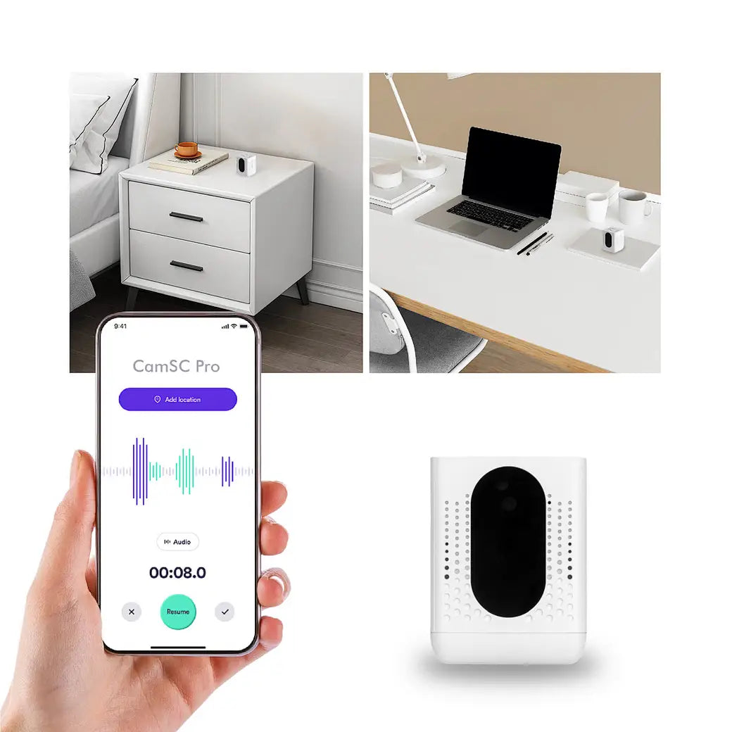 Long-Lasting WiFi Spy Audio Recorder, White Color, Compact and Portable, Modern Design, Home Office Burglar Alarm (Wifi F07)