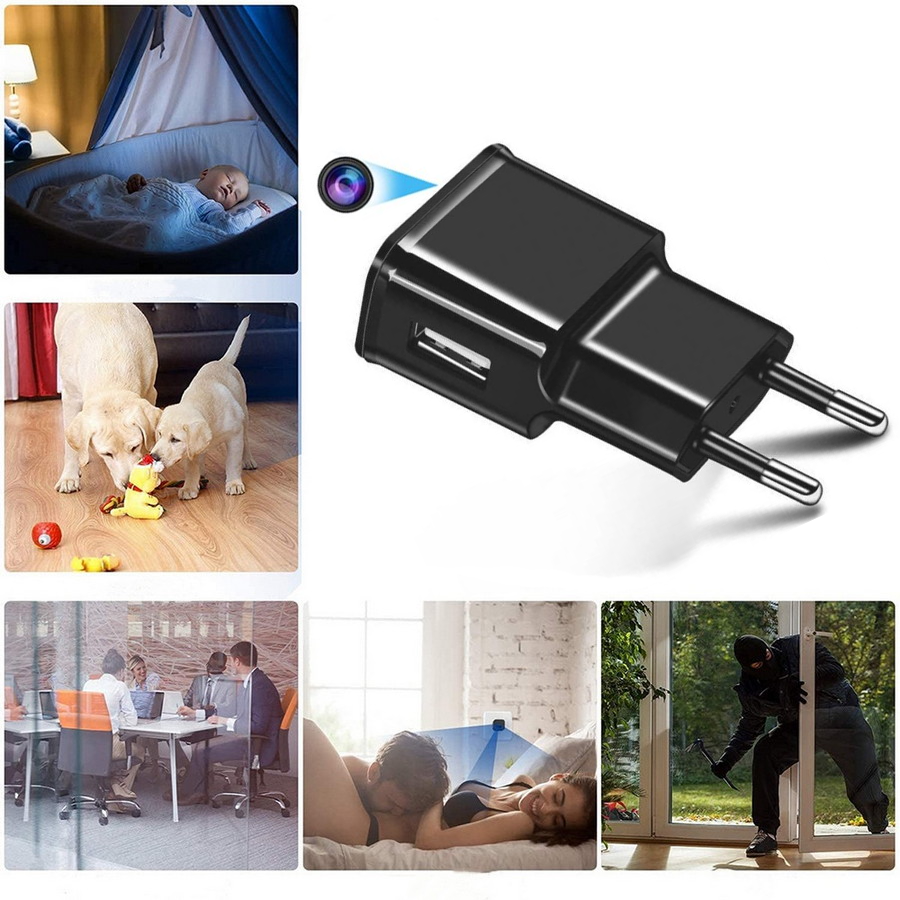 Caricatore USB con Telecamera Wi-Fi 4K/1080P - Telecamera con Visione Notturna, Microfono, Controllo App e Notifiche Movimento - Sorveglianza per Casa e Ufficio