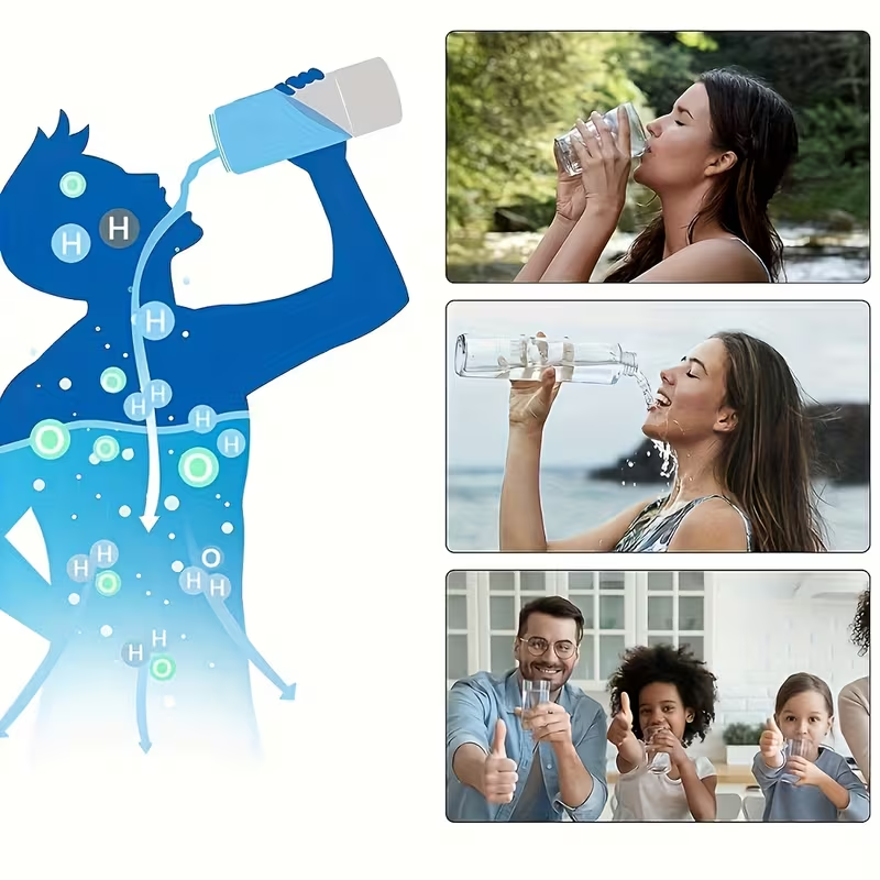 Borraccia Elettrolisi Acqua Idrogenata – Generatore H2 con Tecnologia SPE/PEM Brevettata, Alta Concentrazione 1000-1500 ppb in 3 Minuti, Batteria 1500mAh, Acqua Alcalina pH Negativo – Antiossidante per Sonno e Benessere