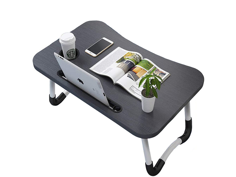 Tavolino Pieghevole per Laptop da Letto – Supporto per PC con Porta Cellulare, Tablet e Tazza, Piedini Antiscivolo, Dimensioni 60x40x28cm, Peso 2kg – Ideale per Letto, Divano e Pavimento