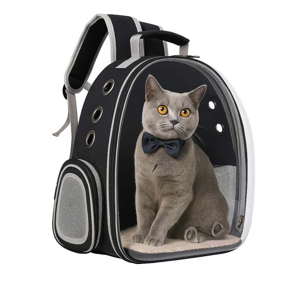 Zaino Trasportino per Gatti a Capsula – Porta Animali con Pannello Frontale in Plexiglass, Schienale Traspirante, Spallacci Regolabili – Ideale per Gatti e Cani Piccoli fino a 6 kg