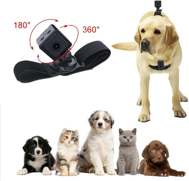 Telecamera per Cani e Gatti WiFi con Visione in Tempo Reale – Videocamera Portatile Full HD 1080P con Grandangolo 120°, Batteria 700mAh, Supporto Micro SD, Connessione Hotspot AP – Monitora il Tuo Pet