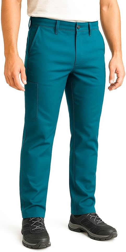Pantaloni Cargo da Lavoro Uomo 100% Cotone, Made in Italy - Modello Classico a 3+1 Tasche, Verde - Comfort e libertà di Movimento Resistente e Comodo per Edilizia, Meccanico, Idraulico
