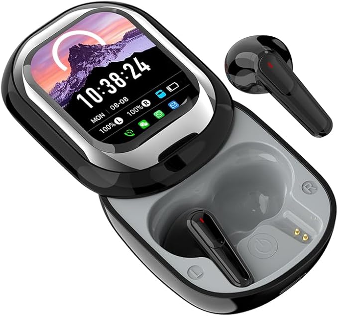 Cuffie Bluetooth con Display a Schermo NERO – Auricolari Wireless con Cancellazione Attiva del Rumore, Notifiche in Tempo Reale, 50h di Autonomia, Traduzione 24 Lingue, Impermeabili (Copia)