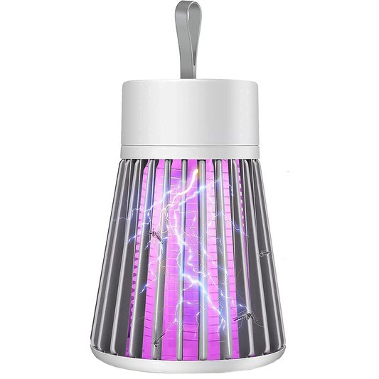 Trappola Elettrica a LED UV per Insetti Volanti – Zanzariera Elettrica Silenziosa 3W con Contenitore, Ricarica USB, Design Moderno Sospendibile – Per Ambienti Interni ed Esterni