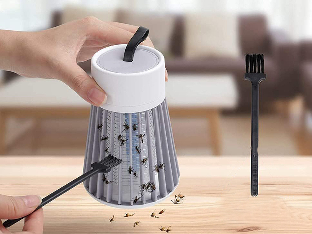 Trappola Elettrica a LED UV per Insetti Volanti – Zanzariera Elettrica Silenziosa 3W con Contenitore, Ricarica USB, Design Moderno Sospendibile – Per Ambienti Interni ed Esterni