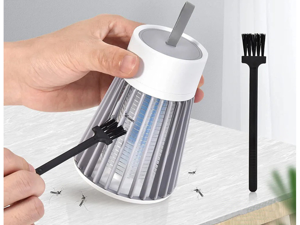 Trappola Elettrica a LED UV per Insetti Volanti – Zanzariera Elettrica Silenziosa 3W con Contenitore, Ricarica USB, Design Moderno Sospendibile – Per Ambienti Interni ed Esterni