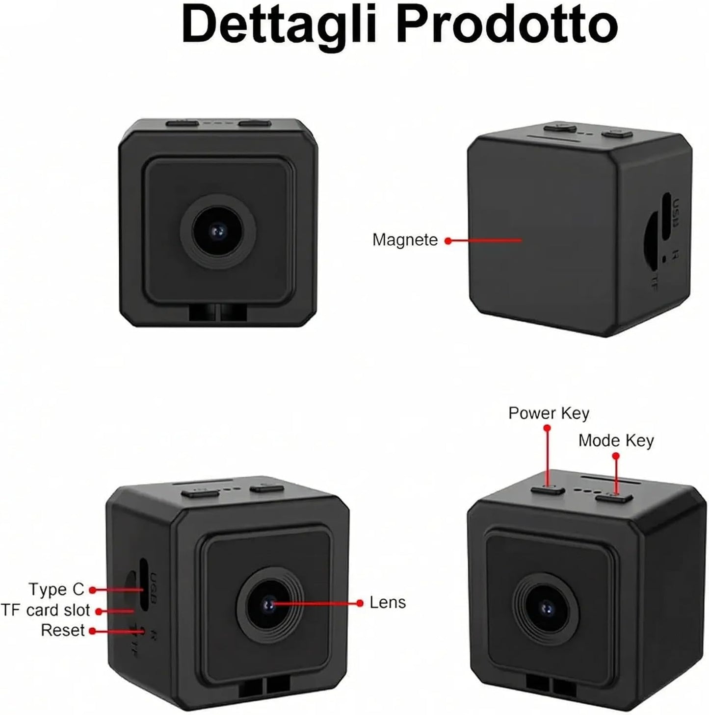 Telecamera per Cani e Gatti WiFi con Visione in Tempo Reale – Videocamera Portatile Full HD 1080P con Grandangolo 120°, Batteria 700mAh, Supporto Micro SD, Connessione Hotspot AP – Monitora il Tuo Pet