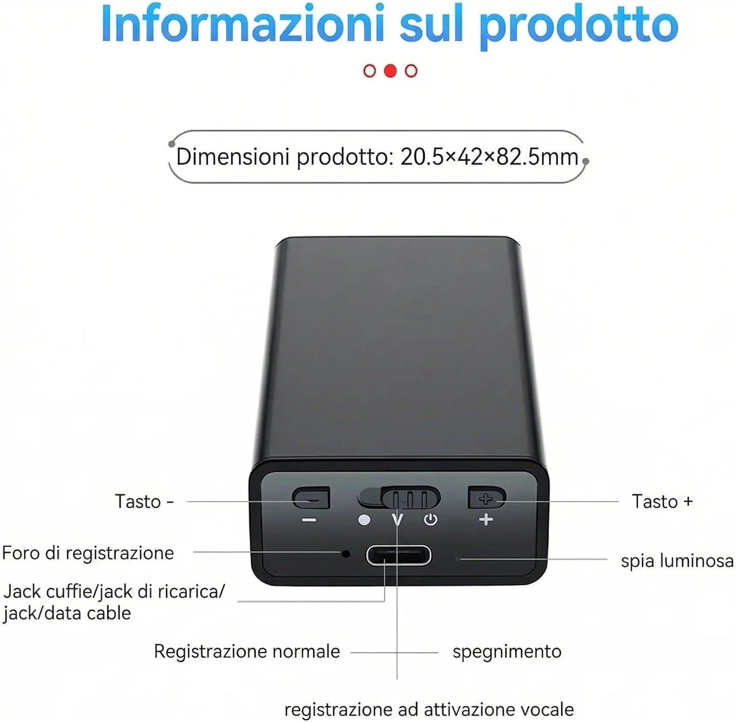 King Spy Voice F65VA – Registratore Vocale Spy 37 Giorni di Batteria Digitale Professionale con Attivazione Vocale VOX e cancellazione del Rumore piccolo dotato di microfono molto sensibile