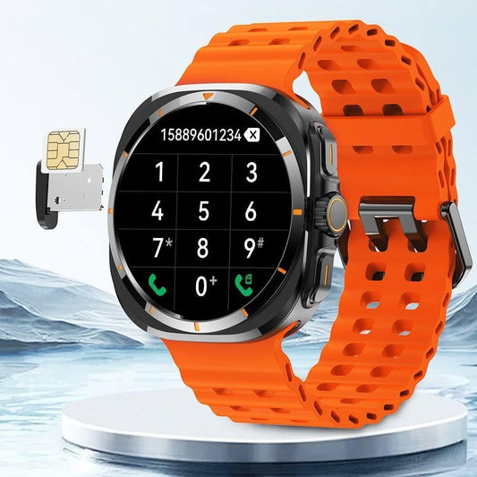 Smartwatch Android 4G con GPS e Fotocamera Telescopica – Orologio con Slot SIM, WiFi, Bluetooth, Ricarica Wireless, Impermeabile – Chiamate, Sport, Salute – Compatibile iOS e Android (Arancio)