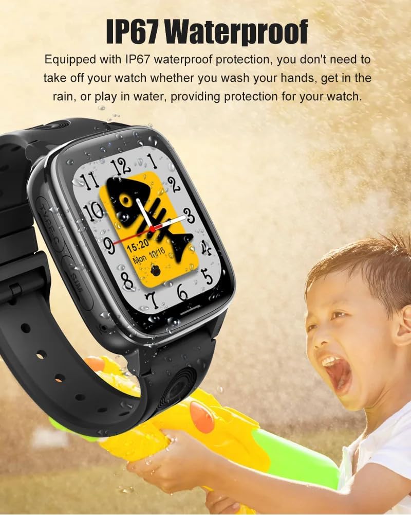 Orologio per Bambini con Pulsante SOS, Videochiamata HD, Modalità Scuola, Posizionamento LBS+WIFI, Schermo da 1,83 pollici, Smartwatch 4G (Copia)