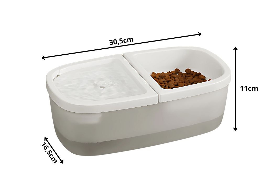 Fontana Ciotola Automatica per Cani e Gatti 2-in-1 – Abbeveratoio USB con Pompa Silenziosa 1W, Capacità 2,5L, 2 Filtri Inclusi – Per Acqua e Cibo – Ideale per Cani e Gatti