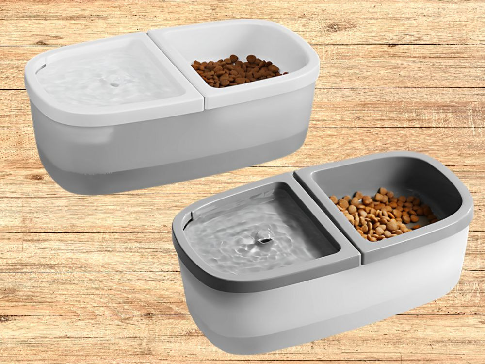 Fontana Ciotola Automatica per Cani e Gatti 2-in-1 – Abbeveratoio USB con Pompa Silenziosa 1W, Capacità 2,5L, 2 Filtri Inclusi – Per Acqua e Cibo – Ideale per Cani e Gatti