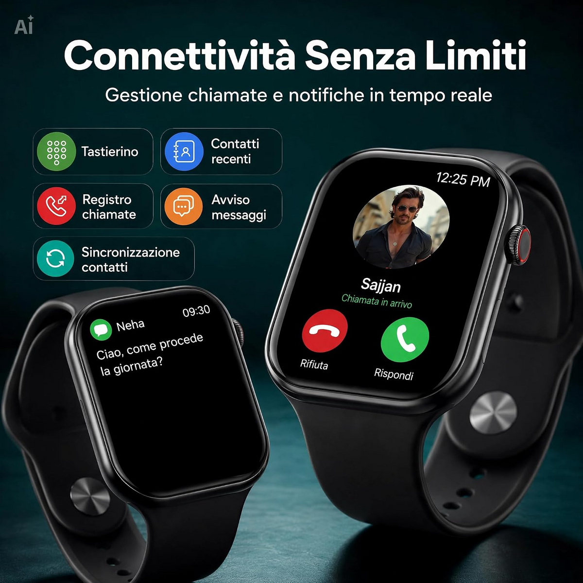 Smartwatch Fitness con APP LAXASFIT – Frequenza Cardiaca, Pressione, Ossigeno e Sonno, 4 Modalità Sportive, Chiamate Bluetooth – Compatibile Android e iOS