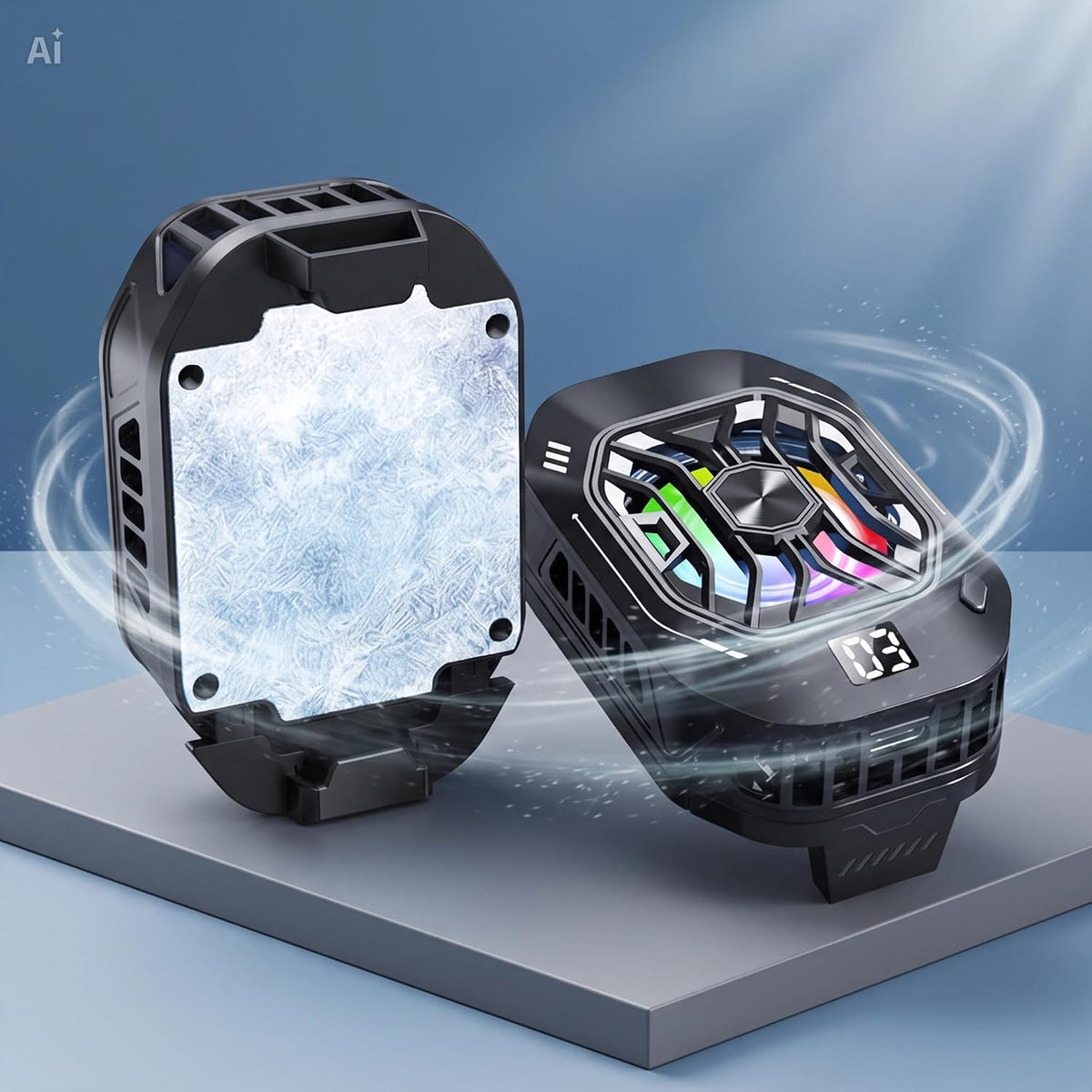 Ventola raffreddamento telefono cellulare con Cella di Peltier - Display Digitale – 3 Velocità per Gaming, Clip Universale e Sistema Magnetico – Per iOS e Android