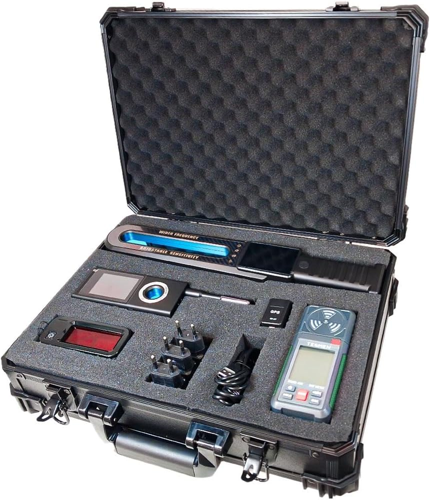 GUARDIAN Kit Professionale Antispia con Valigia 4 Rilevatori per Microspie Radio, GSM, GPS, Telecamere, Wifi + 3 Dispositivi per Allenamento + Videoguida Frequenze 5MHz-8GHz, EMF, Per Bonifiche Ambientali