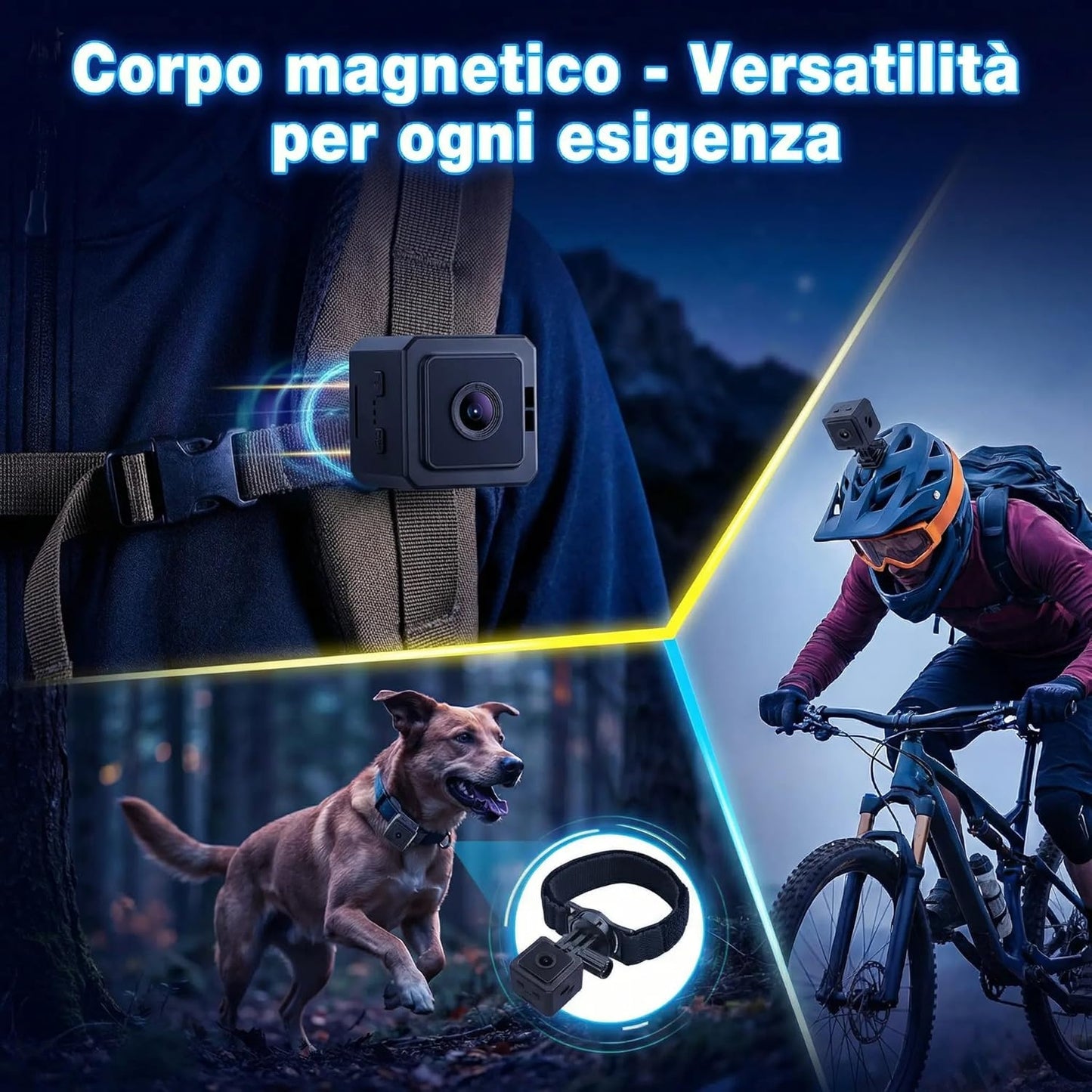Telecamera per Cani e Gatti WiFi con Visione in Tempo Reale – Videocamera Portatile Full HD 1080P con Grandangolo 120°, Batteria 700mAh, Supporto Micro SD, Connessione Hotspot AP – Monitora il Tuo Pet