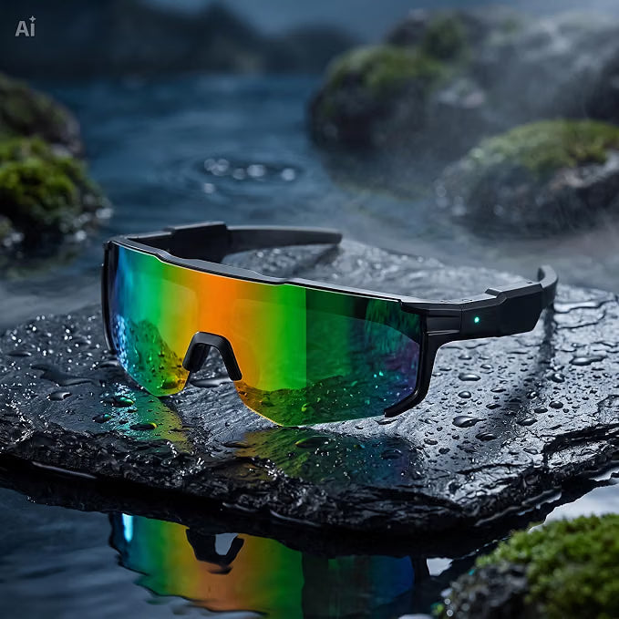Occhiali da Sole Sportivi con Cuffie Bluetooth e Lenti Fotocromatiche – Impermeabili IP68, Ricarica Magnetica, Controllo Touch, Radio – Ideali per Bici, Corsa, Sci e Sport sulla Neve