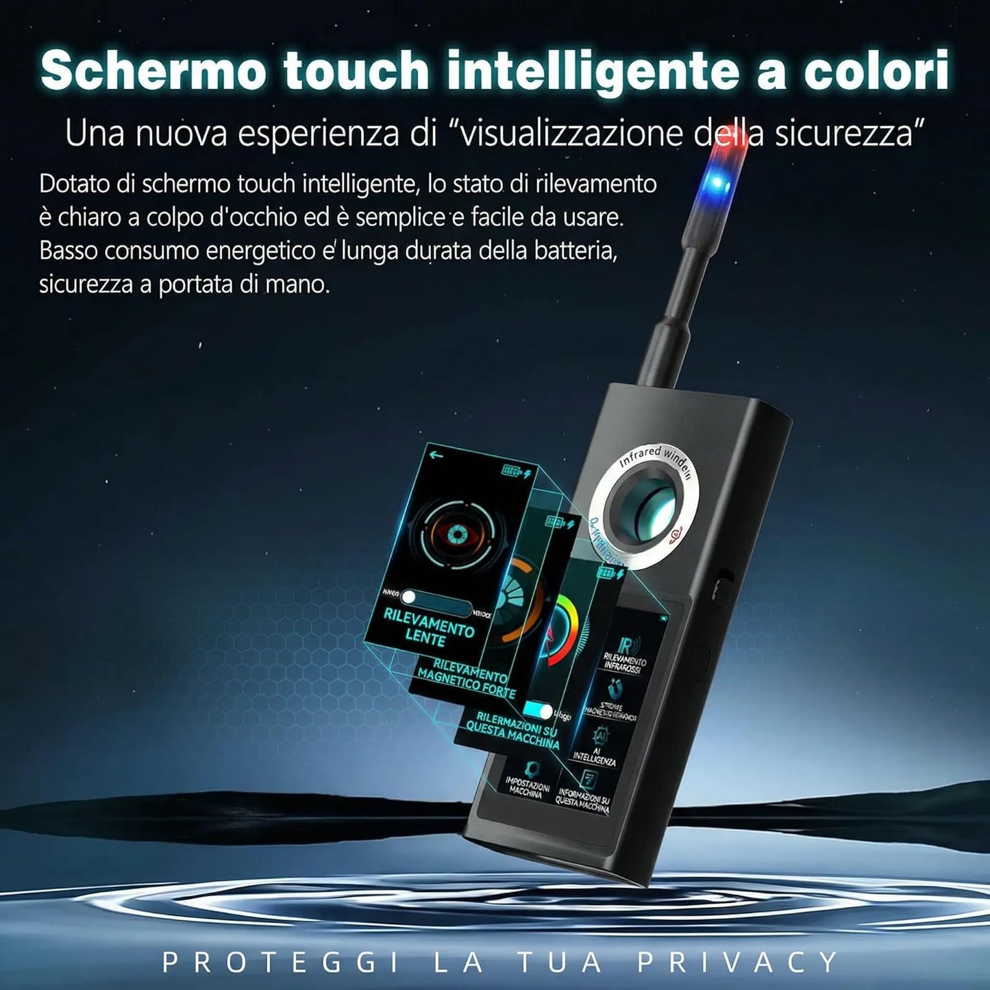 Rilevatore Scanner Professionale di Microspie e Telecamere 50MHz-8GHz - Rileva GPS, Microfoni, Microcamere Wireless - Bonifica TOTALE - Schermo Touch - Portatile Auto Ufficio Viaggi GUARDIAN 888