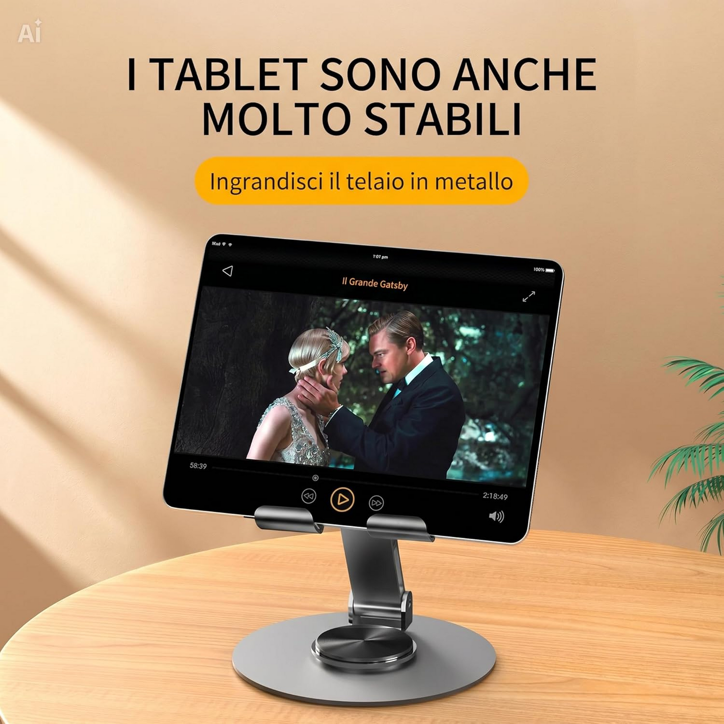 Supporto per Telefono e Tablet da Tavolo in Metallo – Base Girevole a 360°, Universale Regolabile per Smartphone e iPad, Struttura Robusta