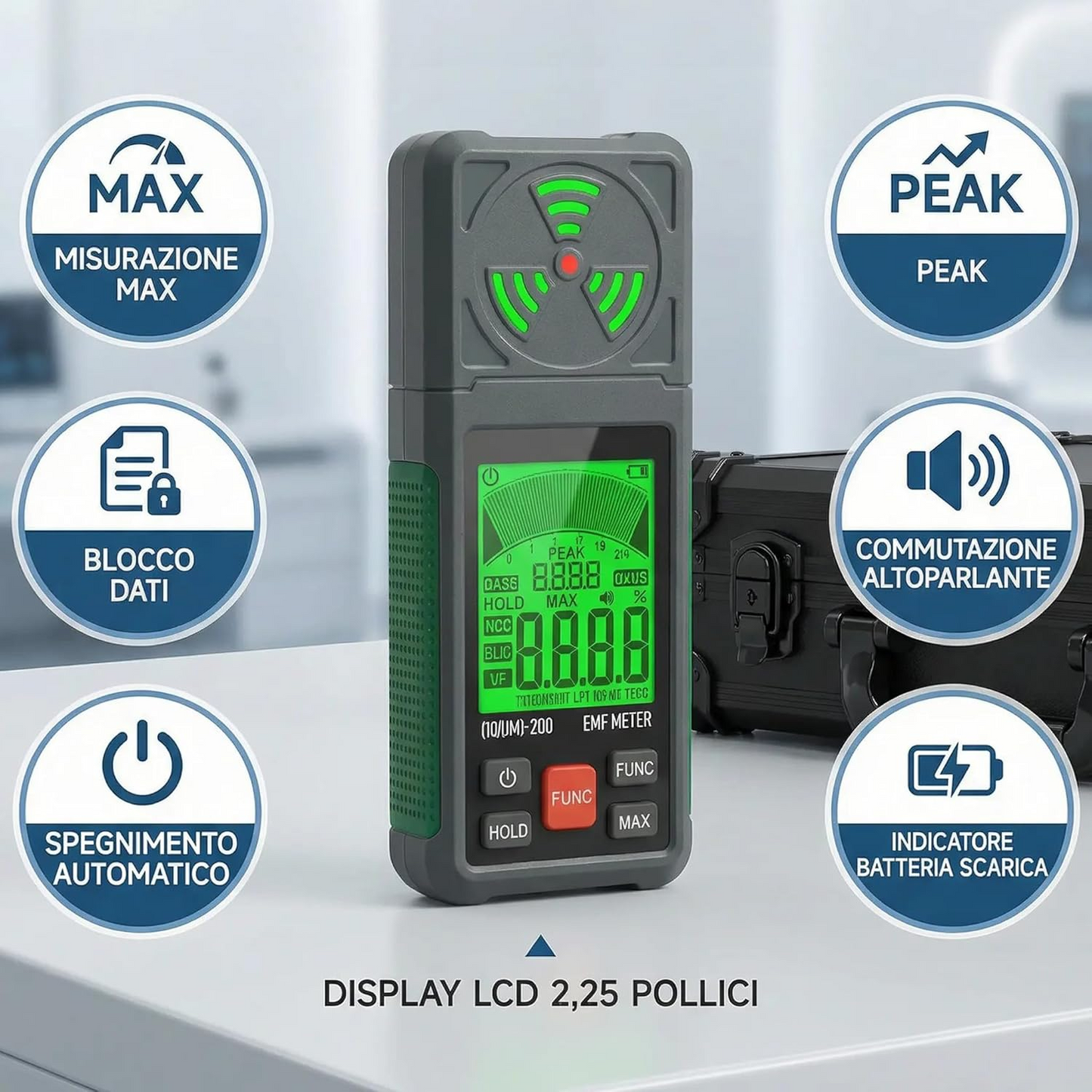 GUARDIAN Kit Professionale Antispia con Valigia 4 Rilevatori per Microspie Radio, GSM, GPS, Telecamere, Wifi + 3 Dispositivi per Allenamento + Videoguida Frequenze 5MHz-8GHz, EMF, Per Bonifiche Ambientali