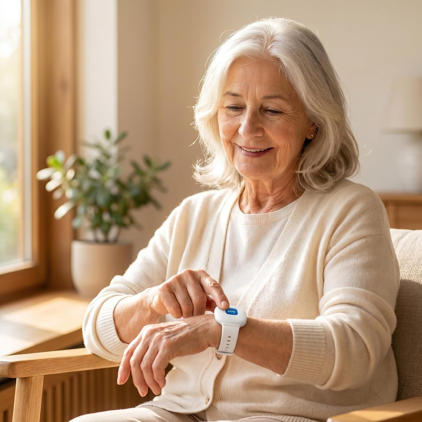 (WL96WT) LifeAlert Connect Pulsante SOS Anziani WiFi - Bracciale Emergenza Personale Compatibile Tuya Smart Life - Ciondolo Salvavita Notifica App Smartphone - Impermeabile IP65 - Batteria 400mAh (Bianco)