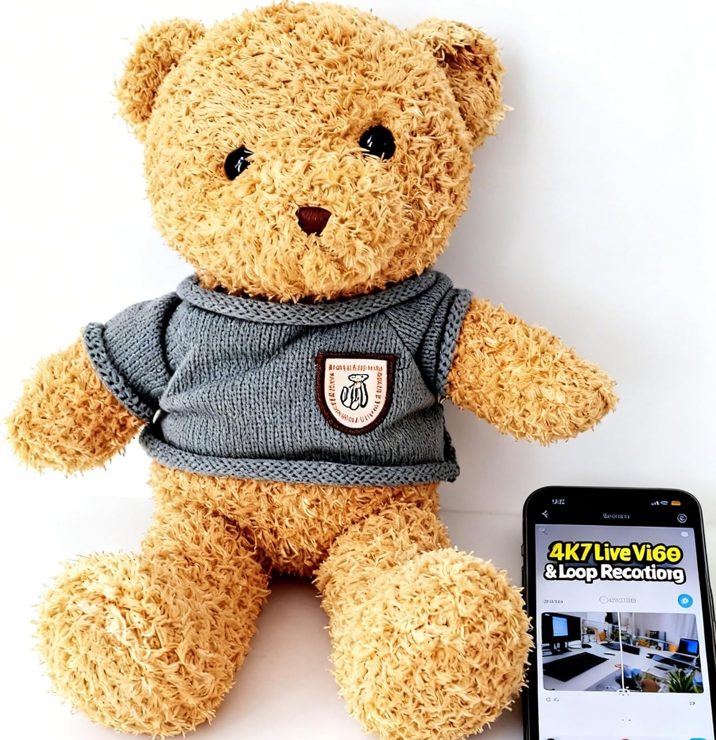 Orsacchiotto con Telecamera WiFi – Baby Monitor 4K e 1080P con Visione in Tempo Reale, Rilevamento Movimento con Notifiche, Supporto Micro SD 128GB, App Allcam365