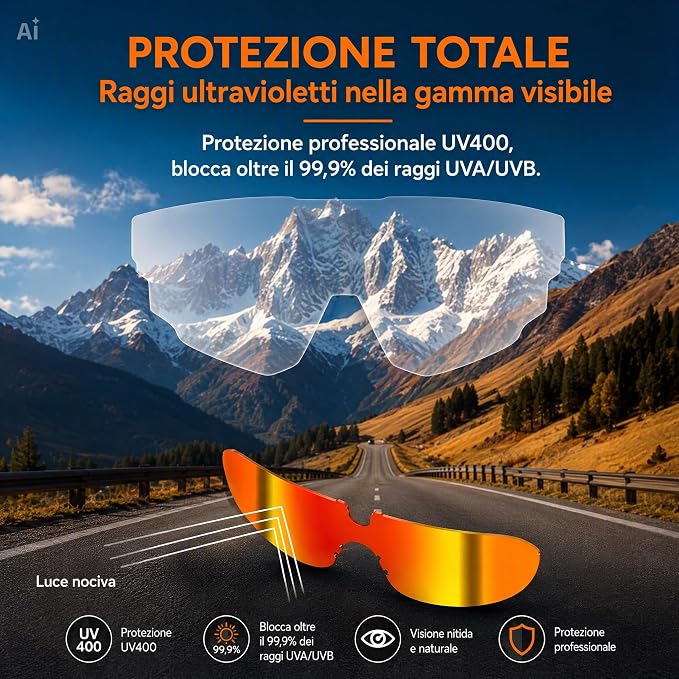 Occhiali Smart AI con Fotocamera 8MP e Audio Open-Ear – Montatura Bianca/BLU, Video 1200P, Traduzione in 20+ Lingue, AI Descrittiva, Lenti Polarizzate + Gialle, APP Cyan Glasses