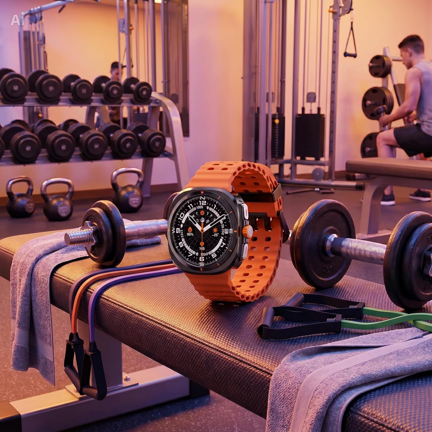 Smartwatch con Chiamata Bluetooth – Orologio Intelligente Full Touch Fitness Tracker con Display IPS 1.43 Pollici, Batteria 10 Giorni, Monitoraggio Frequenza Cardiaca e Sonno ARANCIO