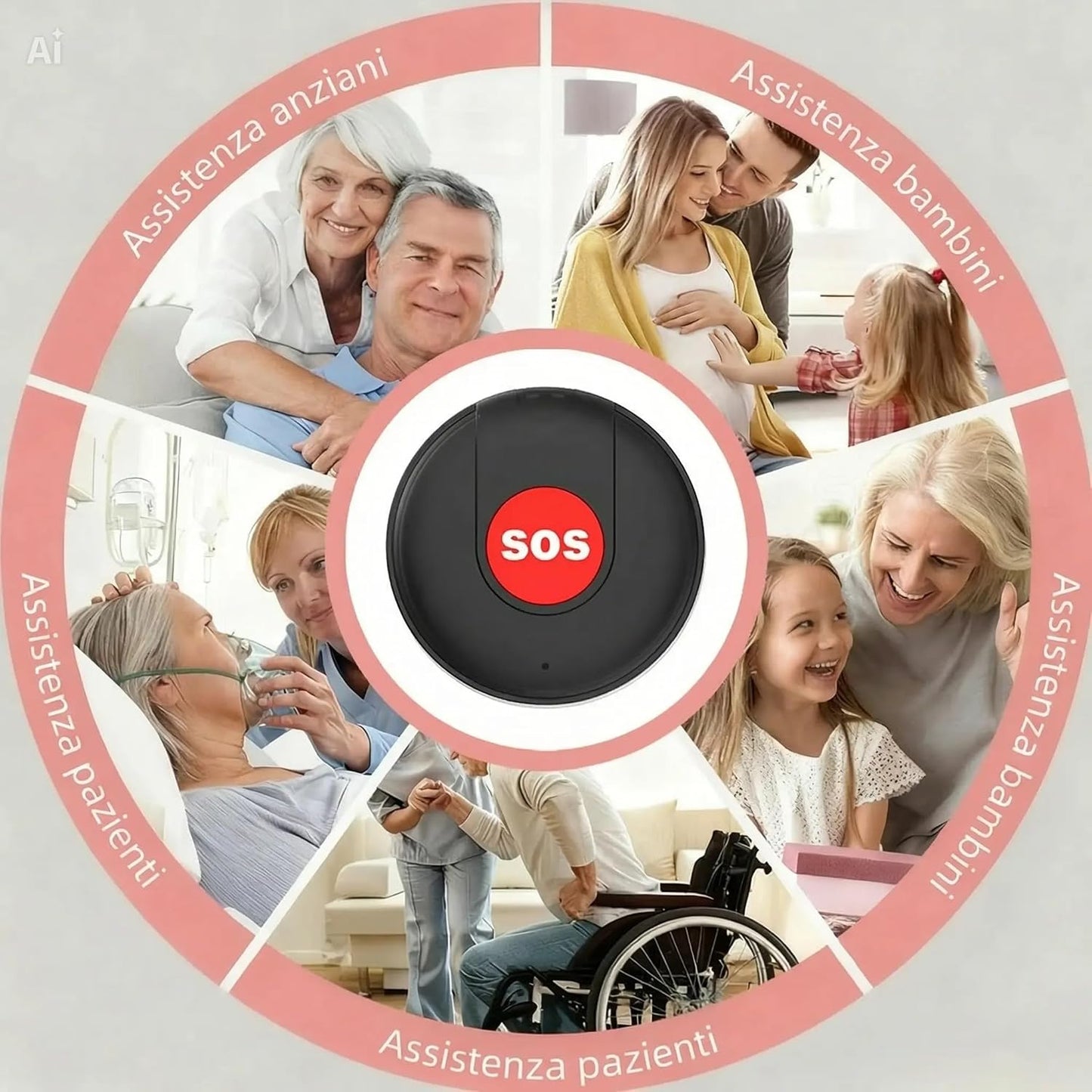 SOS Anziani e Bambini: Allarme Personale con Pulsante di Emergenza. Compatibile con APP Tuya e Smart Life. Notifica sul Telefono, Non Serve SIM. lunga autonomia. (Bianco)