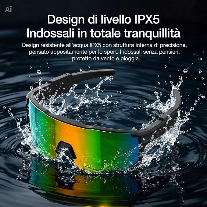 Occhiali da Sole Sportivi con Cuffie Bluetooth e Lenti Fotocromatiche – Impermeabili IP68, Ricarica Magnetica, Controllo Touch, Radio – Ideali per Bici, Corsa, Sci e Sport sulla Neve