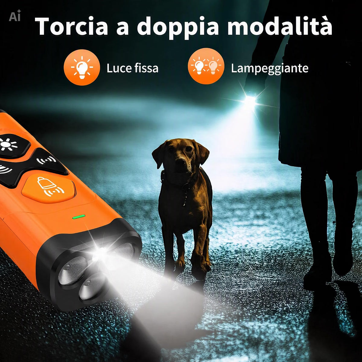 TZ-U69 Dissuasore Ultrasonico per Cani – Dispositivo Antiabbaio Portatile con 3 Emettitori, 4 Modalità e Torcia LED, Ricaricabile, Impermeabile IPX7, Batteria 1200mAh – Ideale anche per Addestramento